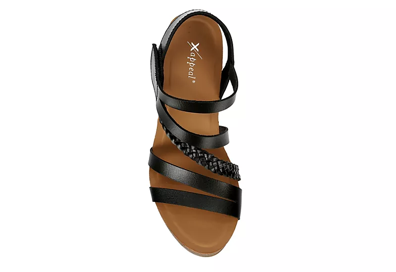 Xappeal Womens Maggy Wedge Sandal - Black - Image 6