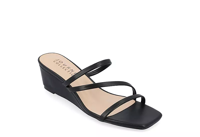 Journee Collection Womens Takarah Wedge Slip On Sandal - Black